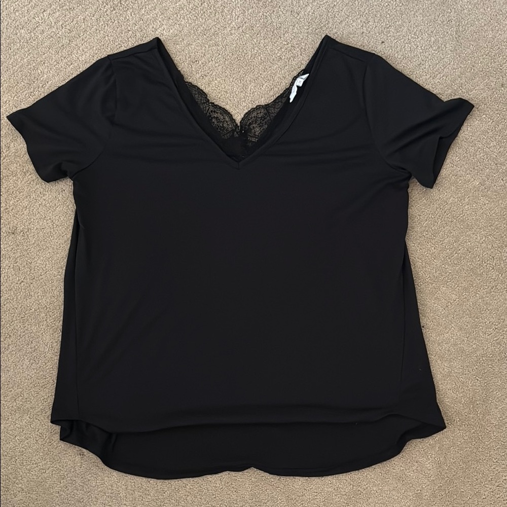 🖤Amaryllis Black Asymmetrical Short Sleeve Blouse